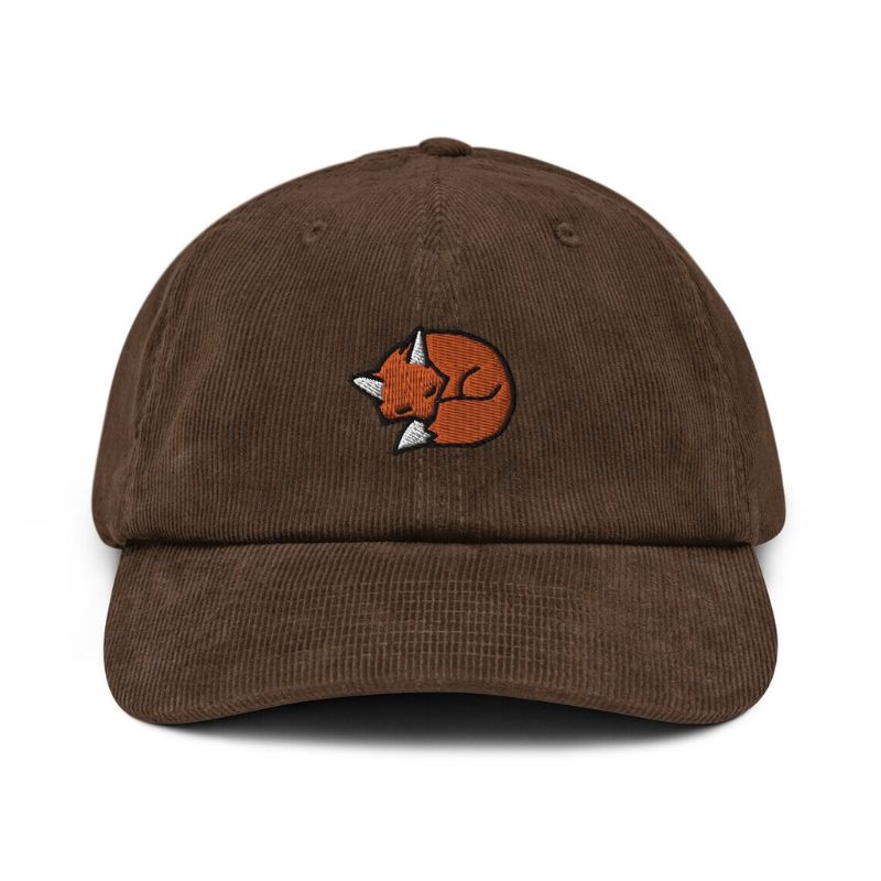 Embroidery Fox Hat Brown Unisex